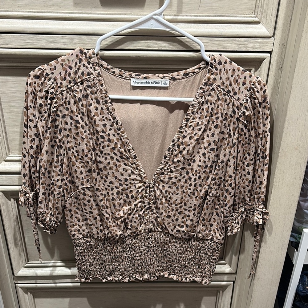 Abercrombie & Fitch Women's Leopard Print Top - Brown